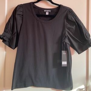 New black Karl Lagerfeld blouse size Small S with sleeve detailing NWT designer